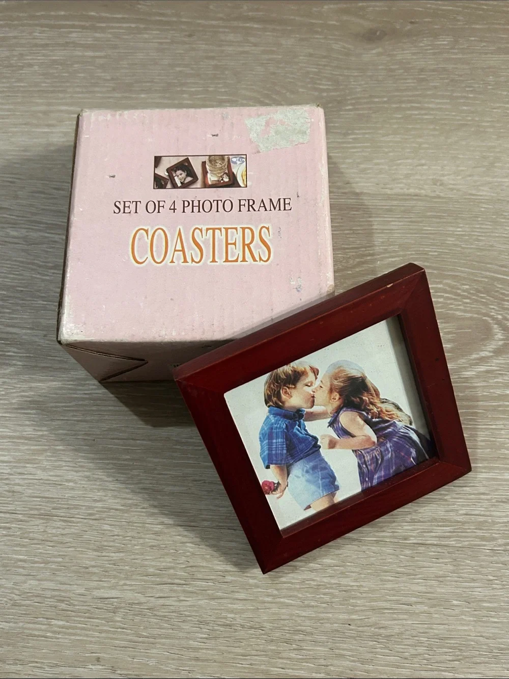 Set of 4 Photo Frame Coasters - Wooden Frame